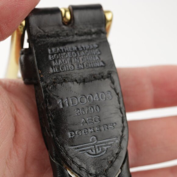 Dockers Mens Belt Size 36 Black Leather Woven Braided Brass Square Prong Buckle - Picture 9 of 10
